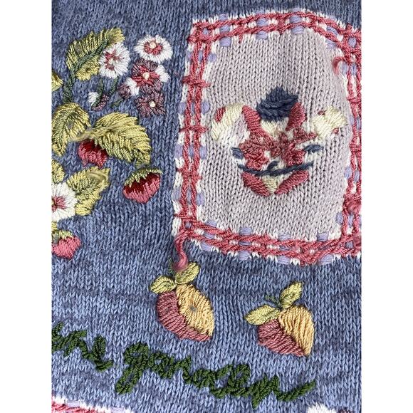 Heirloom Collectibles Women's M Blue Sweater Cardigan Baking Garden Y2K 2000 - Picture 3 of 5